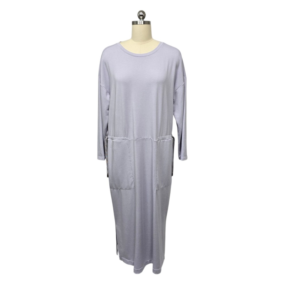 Title Nine‎ Lavender Long Sleeve Crew Neck Midi Dress Pockets XL